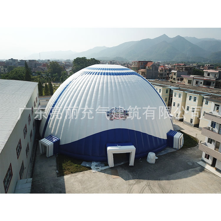 Open-air exhibition of a large inflatable tent, a lam-structured tent, weather-proof, relief and relief activities