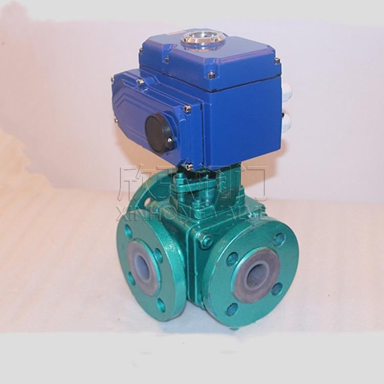 Q945F46 electric three-line fluorine valve, acid resistance, chemicals, gel lining, hippoon valve.