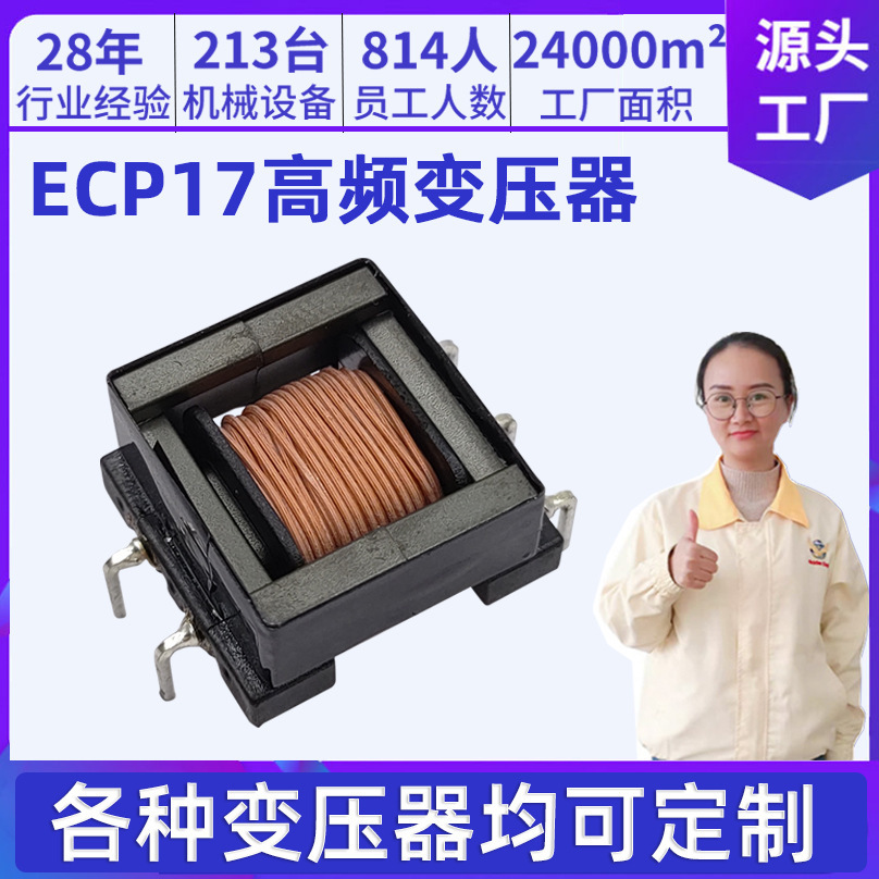 Process customizing ECP17 high frequency transformer thin switch transformer single phase 220v ~12v ring transformer