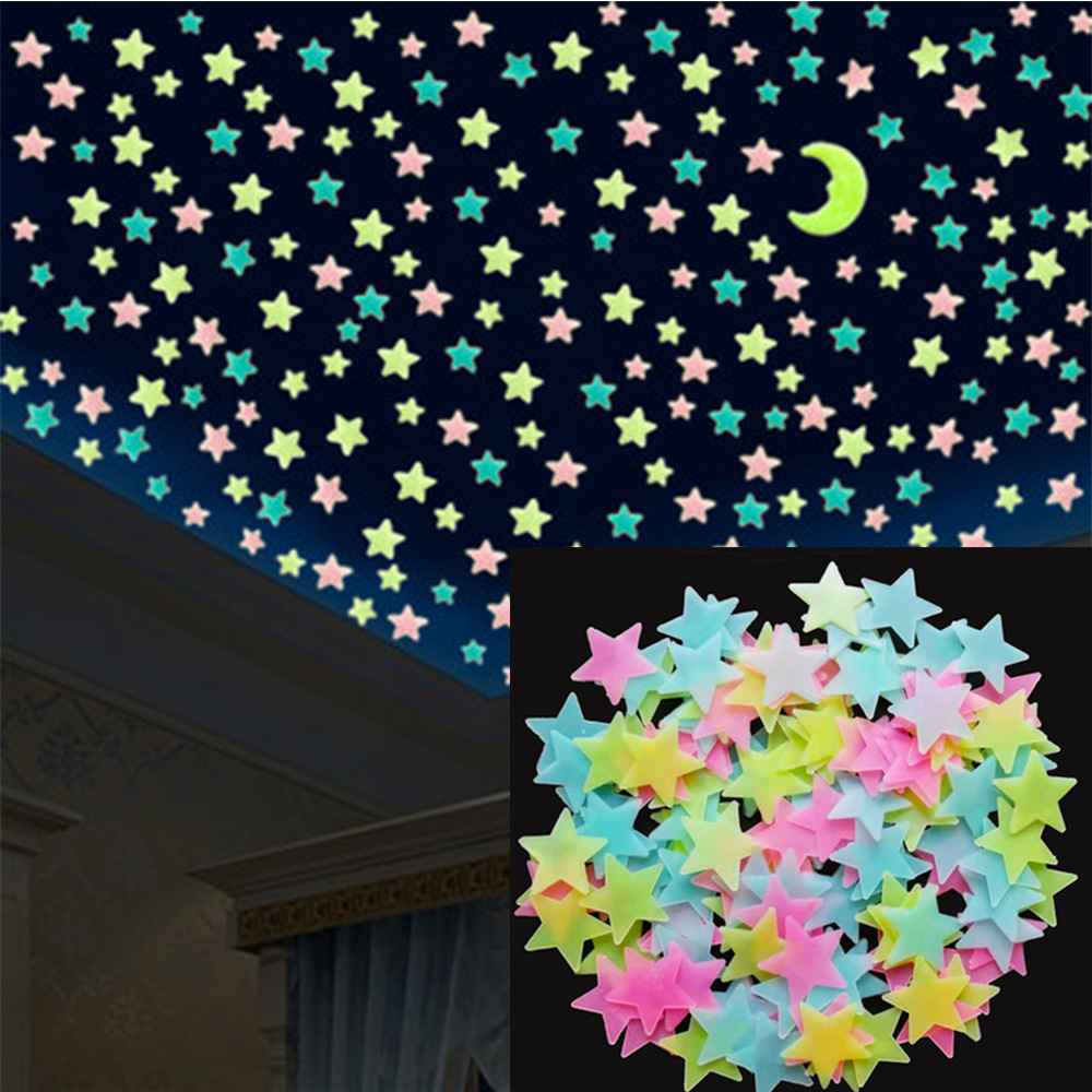 3D light-star wall with 3cm star-light wall sticker fluorescent to children's bedroom decoration