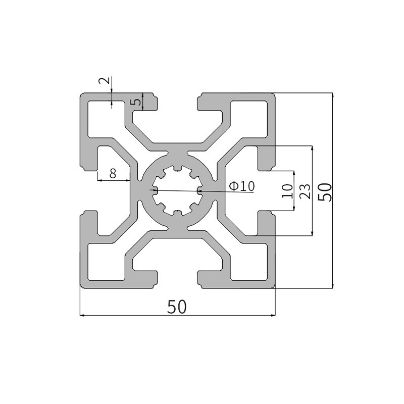 工业欧标5050铝型材OB5050铝合金型材方管设备支架框架规格齐全