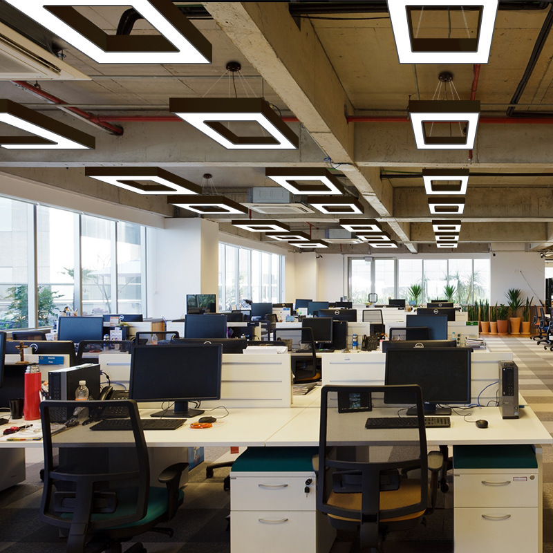 Lighting of the office in the corridor of the conference room shop in the square shape of the modern simplified chandelier