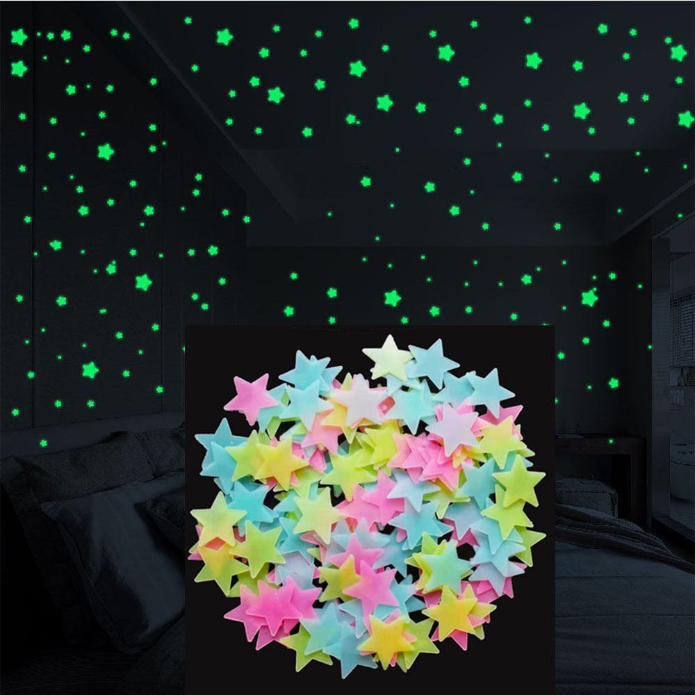 3D light-star wall with 3cm star-light wall sticker fluorescent to children's bedroom decoration