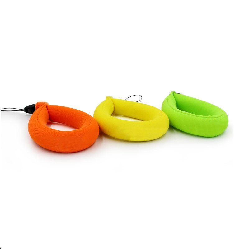 Flex-ring mobile phone camera floats with leash fittings to protect the sunk anti-stigmatizer safety wristband