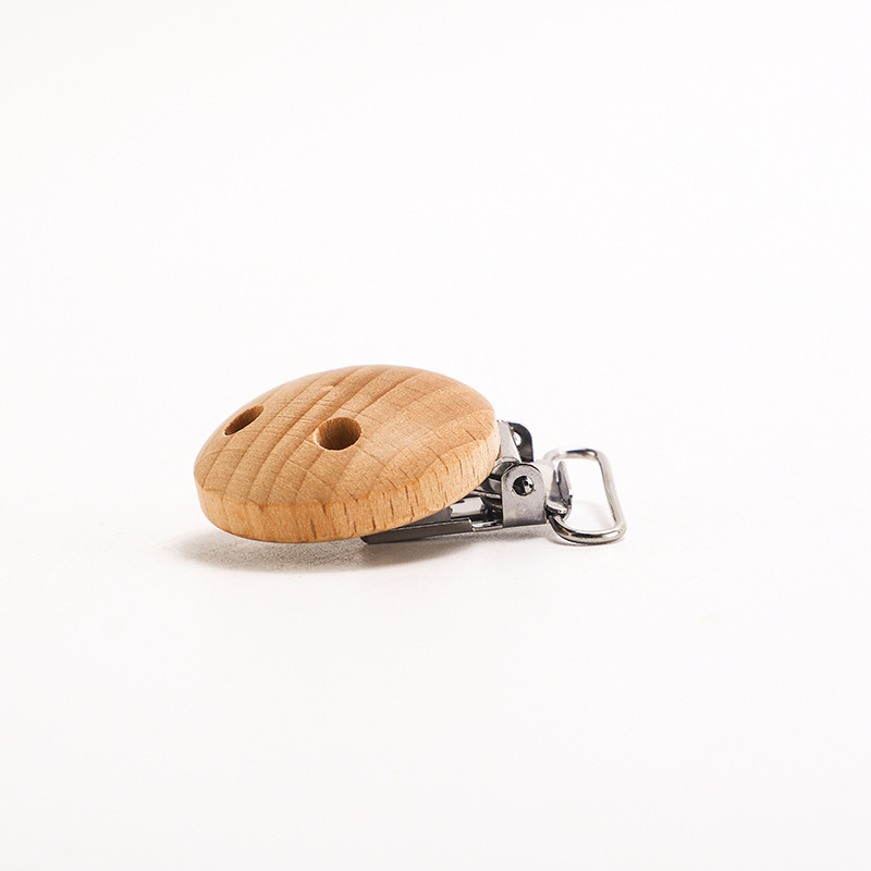 A log nipple with foreign trade spot baby protection chain and 35mm304 stainless steel metal with wood nipples