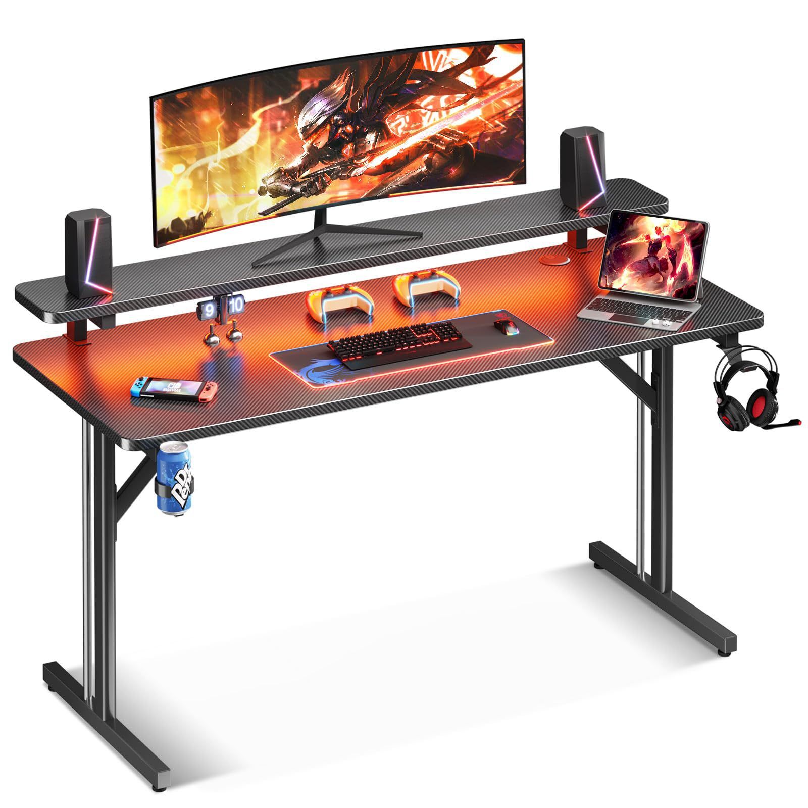 LED computer table desktop table RGB atmosphere carbon fibre grid bar