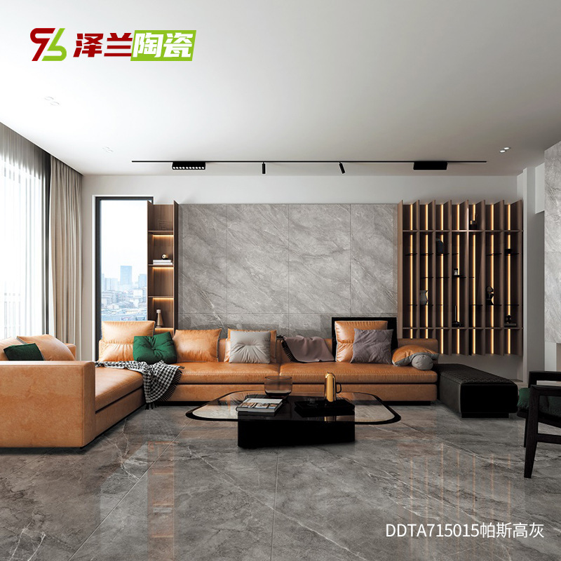 All Saints 750x1500 marble tiles, modern and condensed floor brick background walls in the living room of the villa