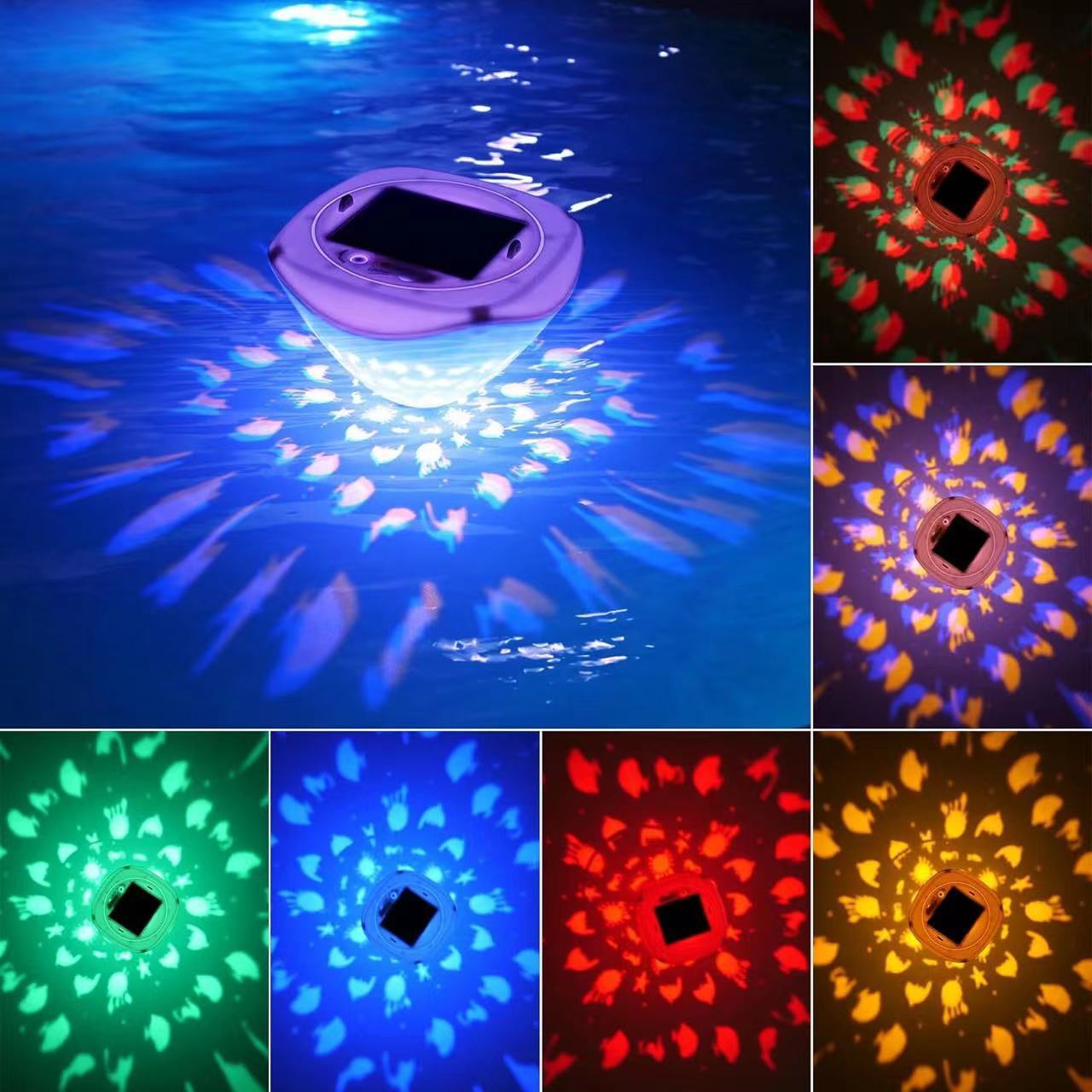 Solar seven colour pool lights, fish bathing lights, usb charged light-controlled courtyard lights.