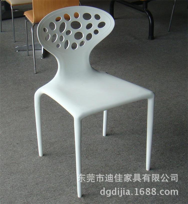 A one-off plastic chair at the factory's restaurant.