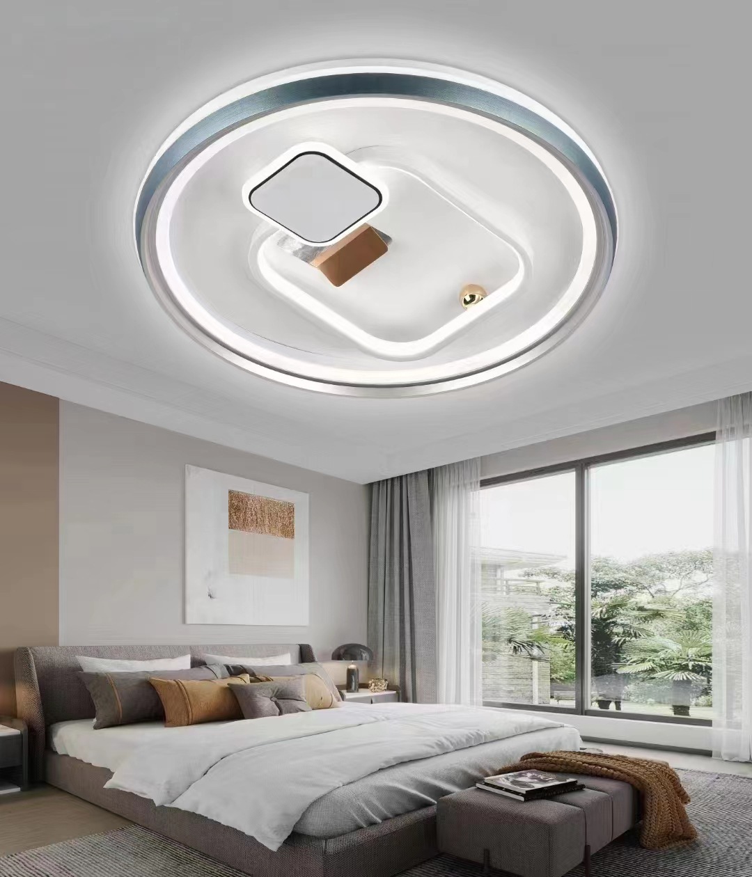 A thick plate of Akreled's 2023 new bedroom light, offline voice, roughly modern atmosphere.