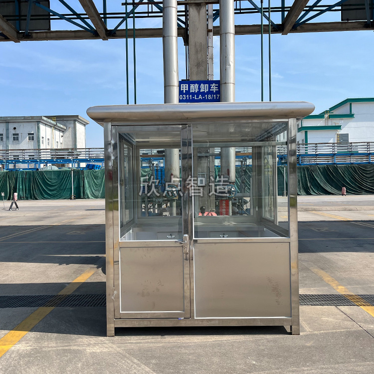 Security post stainless steel gate guard garage, mobile charging station metal duty room