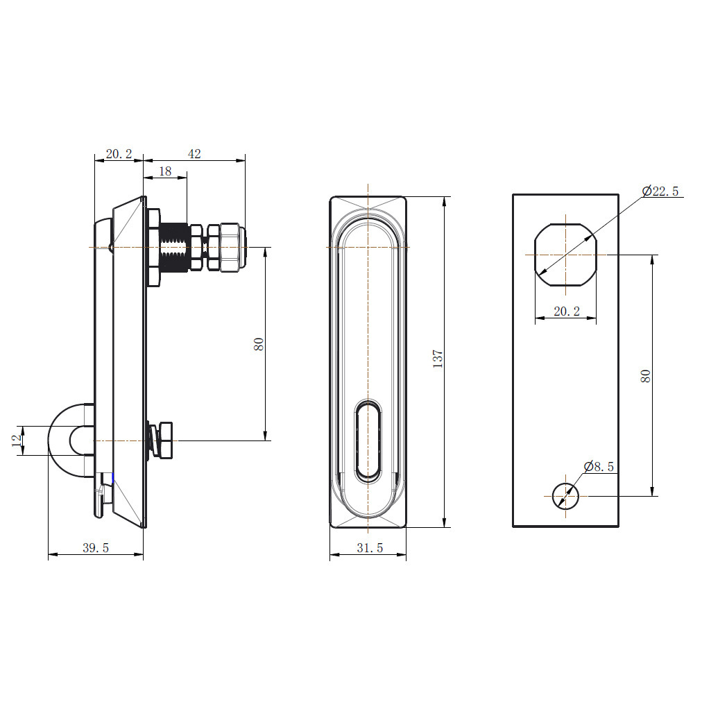 MP860-1 stainless steel plane lock, MS860