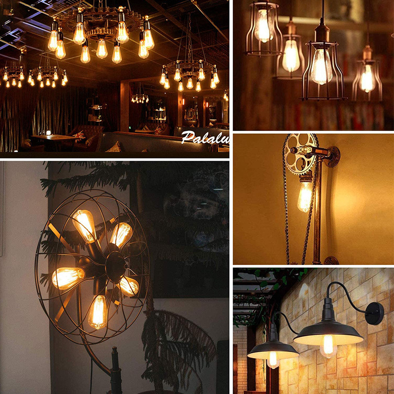 LED filament light ST64 tea tungsten tungsten light bulb E27 screws consistent flow of 6 Edison bubbles