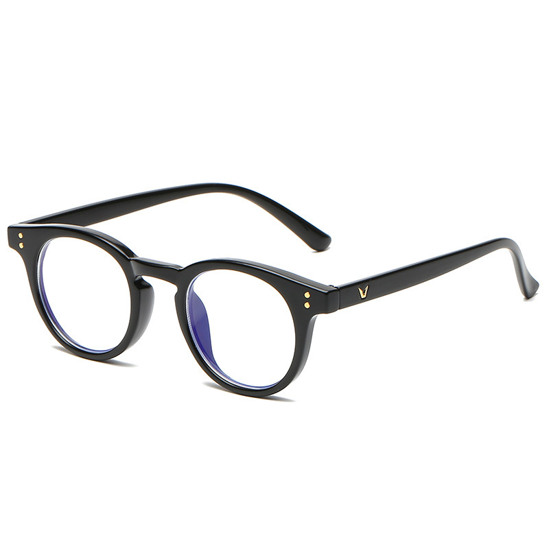 New purple flower, round-shaped, blue-light-proof, black, short-sighted, v-word-decoration lenses.