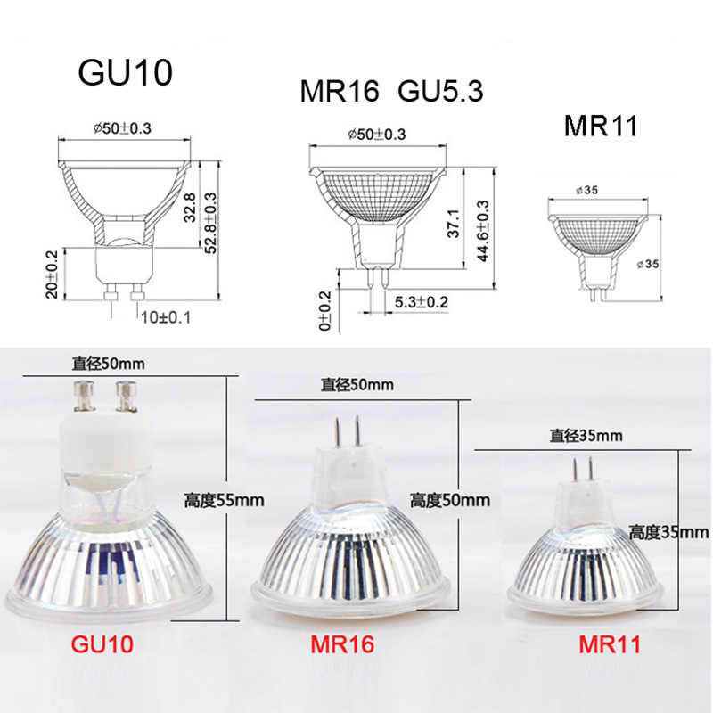 LED lamp COB glass glass 3W/5W spotlight GU5.3 light bulb MR16 project light source