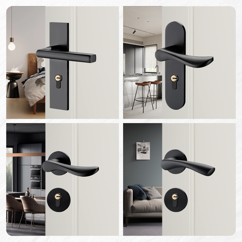 Customize modern, simple interior door locks, office locks, distribution of black light luxury door parts.