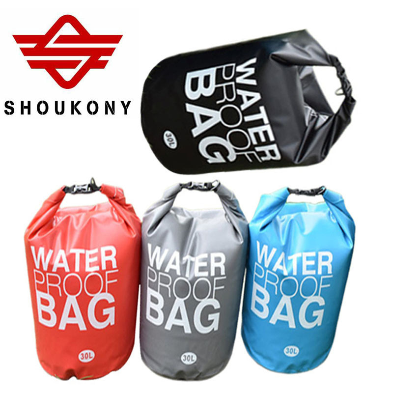 Outdoor waterproofing bag pvc net and outdoor waterproofing barrel bag, drifting beach bag, 30L for home trip