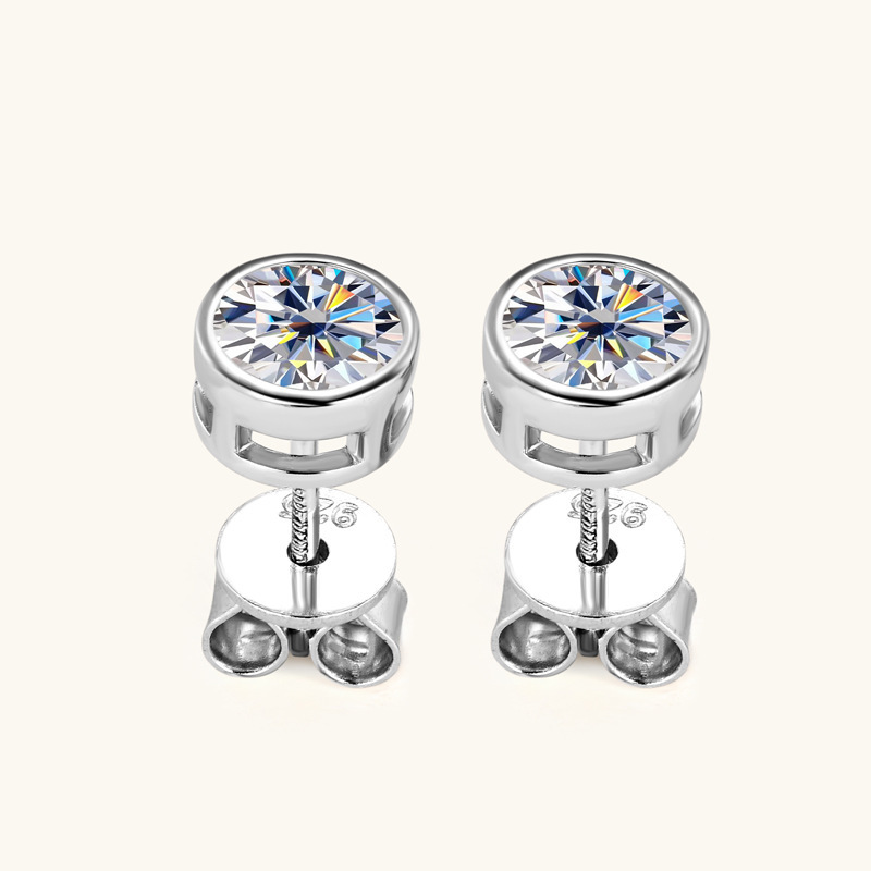 Tiếng nổ trực tiếp 925, đinh bạc nguyên chất, đinh kim cương Mosan cao cấp tùy chỉnh bịt tai.