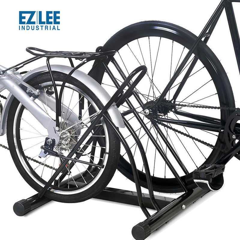 Store floor stand bikes and double bicycles to show kick positions