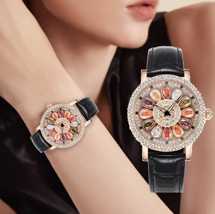 6616 Quick Net Red Watch, cross-border fashion drilled creatively to rotate the stone watch watch.