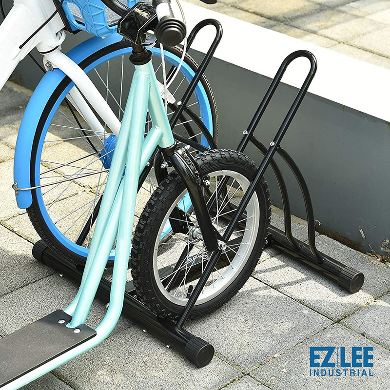 Store floor stand bikes and double bicycles to show kick positions