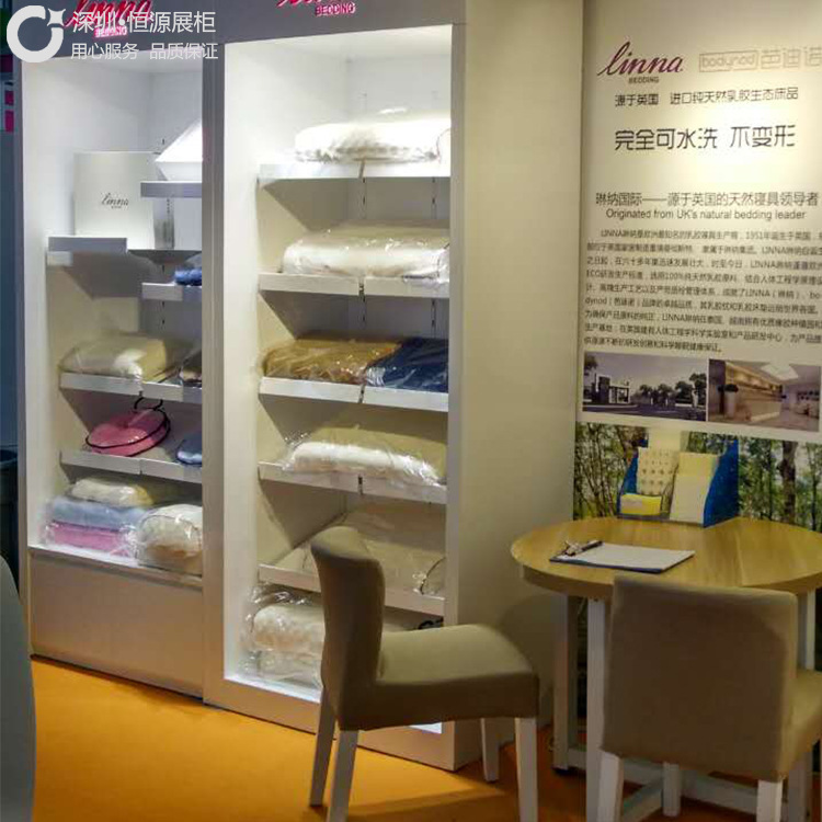源头厂家高档四件套家纺展柜 木质烤漆日用品展示柜专业生产