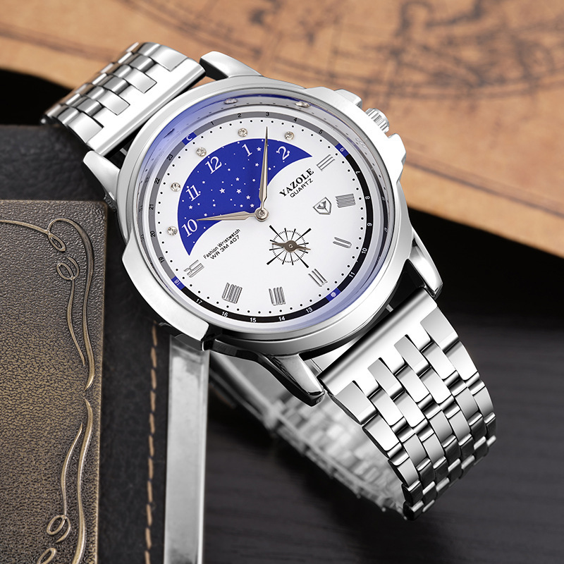 Yaozle 407 men's watch briefly approximates the atmospheric waterproof, non-mechanical, stainless stone watch.