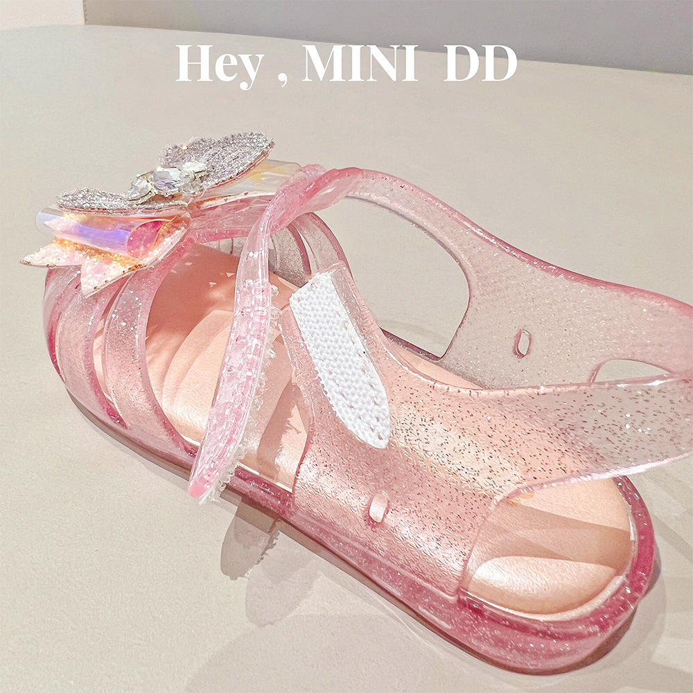 MINIDD2024 for the summer girl princess shoes, korean tattered butterflies, cozy jelly sandals.