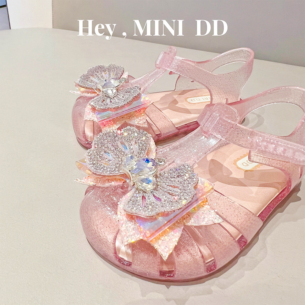 MINIDD2024 for the summer girl princess shoes, korean tattered butterflies, cozy jelly sandals.