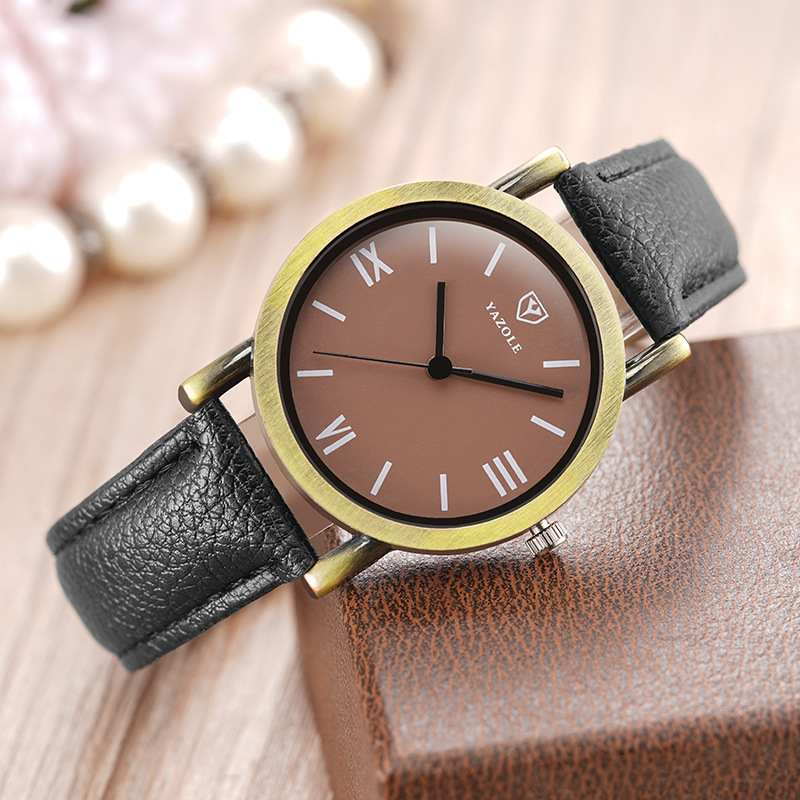 YAZOLE 231 Junior Qing student watch short fashion retrospective leather belt girl night watch child