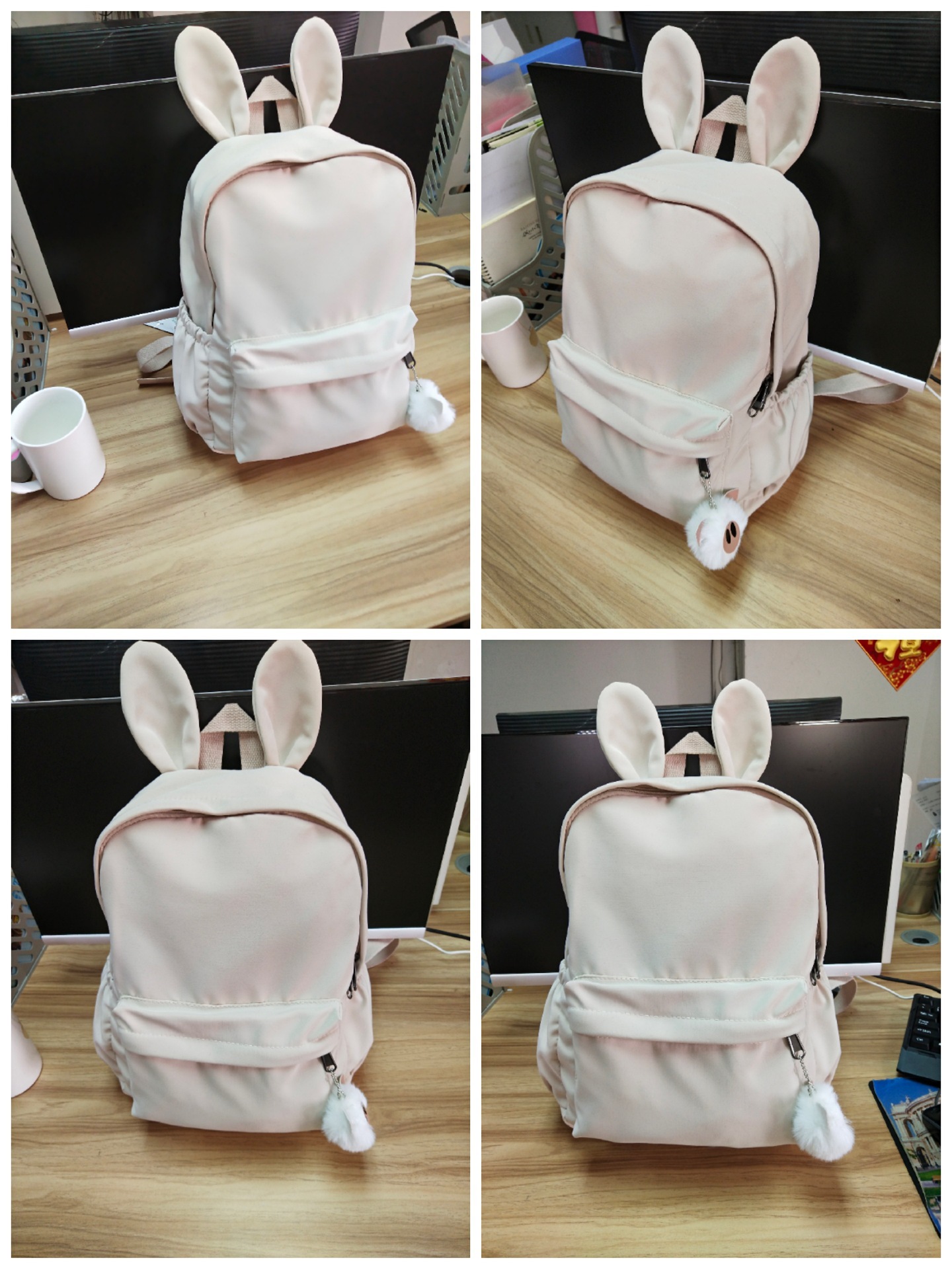 2023 spot packs, double-shouldered canvassed rabbit ears, cute female backpack head like a computer bag.