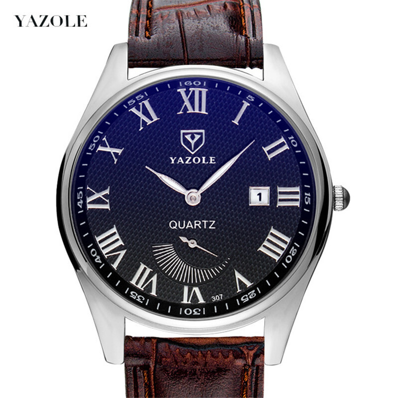 YAZOLE 307-Fashion Business Calendar Men's Watch Waterproof Nightlight Belt 2-and-a-half-hand watchmen's watch