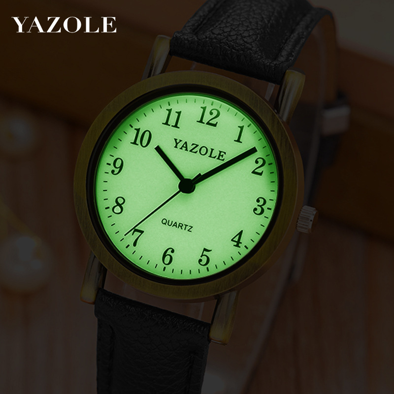 YAZOLE 231 Junior Qing student watch short fashion retrospective leather belt girl night watch child