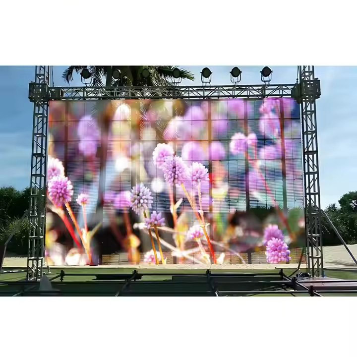 LED Transparent full-colour glass screen wall, high-water-resistant crystal model screen through a window of light to fit the outdoor grid