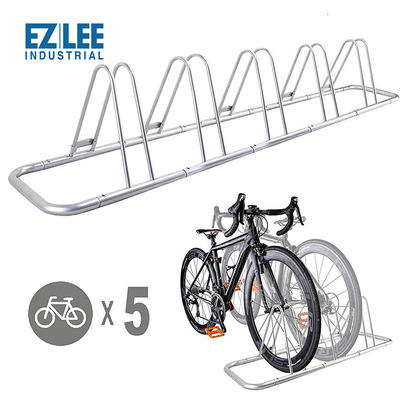 Portable bicycle floor display of steel bicycle shelf in public