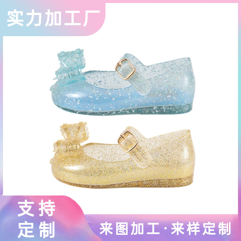 2024 new girl-shoe-baby jelly-shoe factory customised Korean-style cute butterflies with cosy sandals.