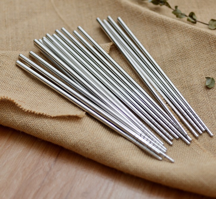 Five pairs of stainless steel chopsticks, stainless steel chopsticks, kitchen chopsticks, backside round chopsticks, double price.