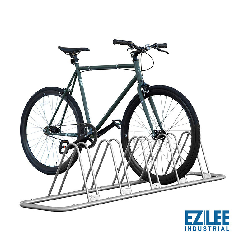 Portable bicycle floor display of steel bicycle shelf in public