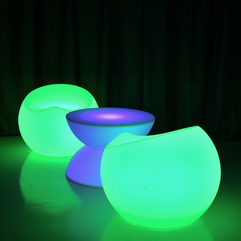 Outdoor waterproof LED 7 luminous furniture bar club, round combination teacup, Red Apple bench.