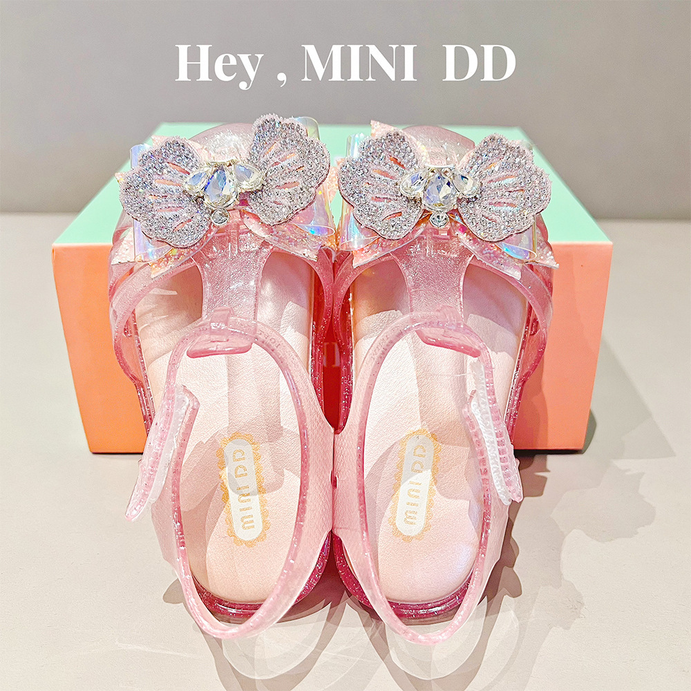 MINIDD2024 for the summer girl princess shoes, korean tattered butterflies, cozy jelly sandals.