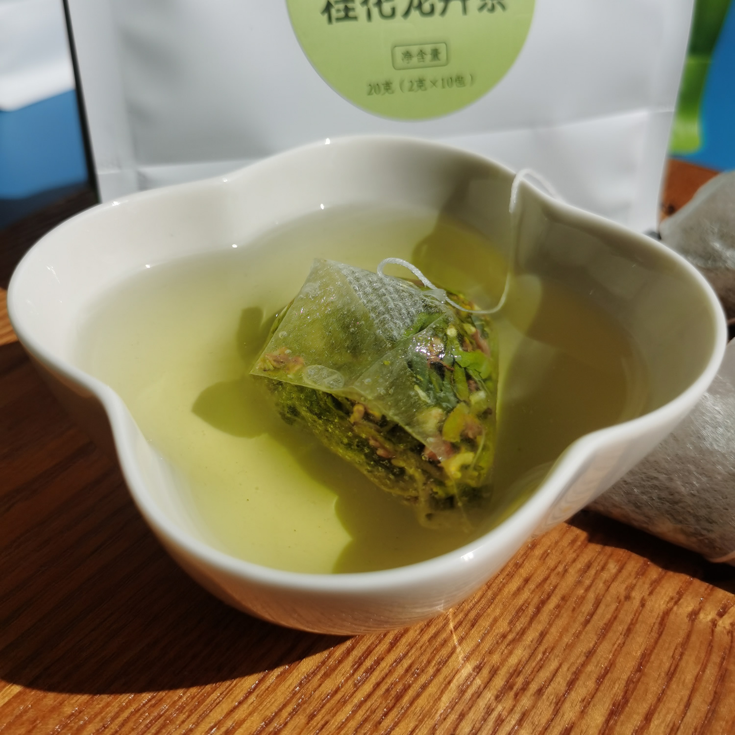 商務用茶辦公用茶桂花龍井茶三角茶包20克桂花綠茶袋泡茶10泡