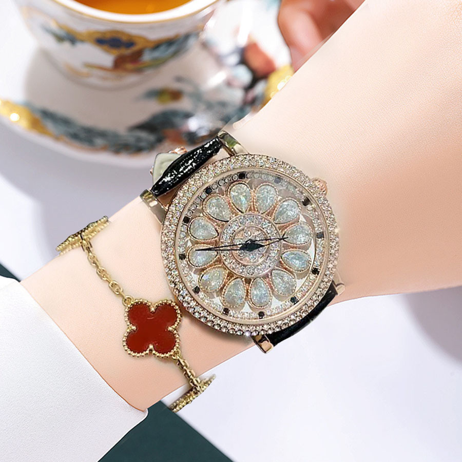 6616 Quick Net Red Watch, cross-border fashion drilled creatively to rotate the stone watch watch.