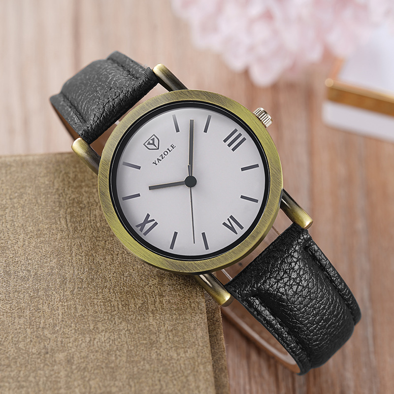 YAZOLE 231 Junior Qing student watch short fashion retrospective leather belt girl night watch child