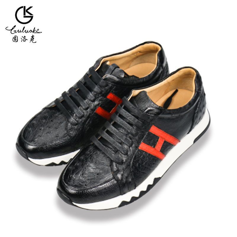Handsome sports and leisure. Black ostrich skin.