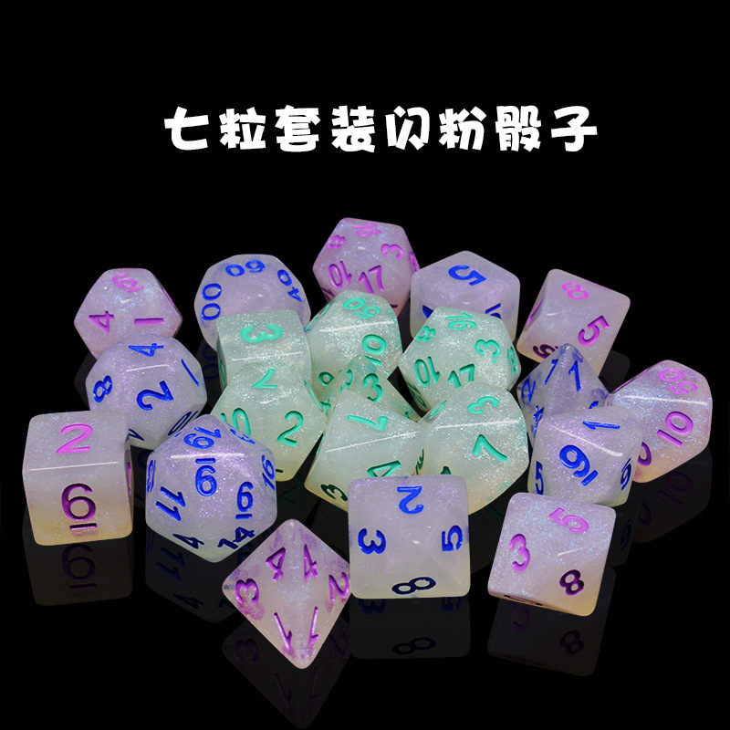 Wholesale multihedrus digital dice, seven multi-faceted dice set of table-swap parts, early learning sifts.