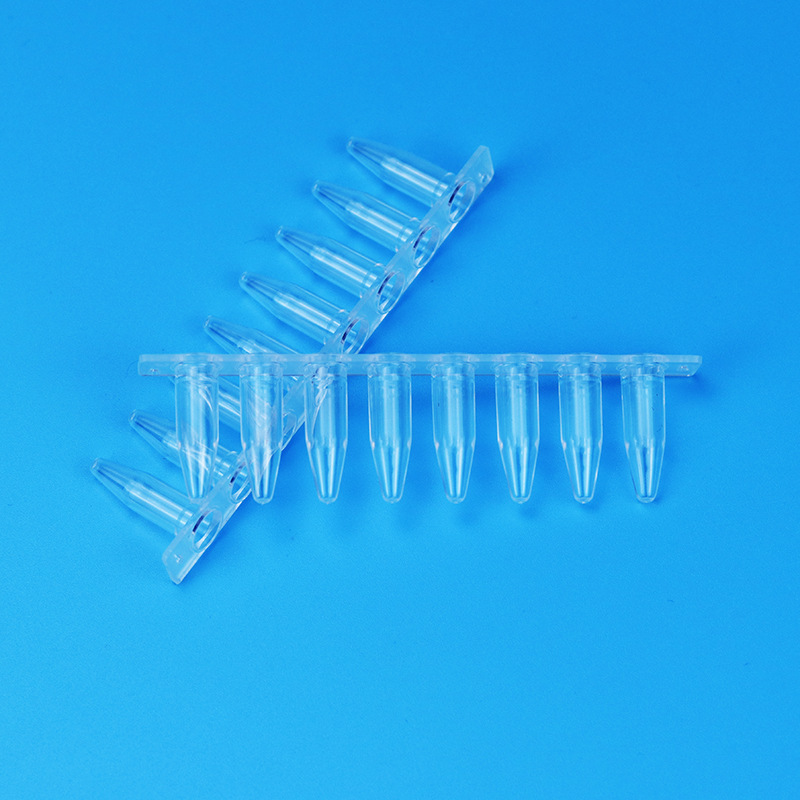 0.2ml PCR 8 Drain + flat cover Transparent Blanket-free enzyme-free polypropylene material manufacture