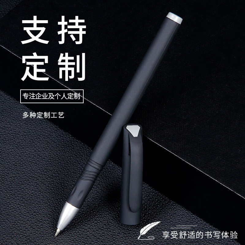 Signing a pen for a student exam for black pen carbon grinding.