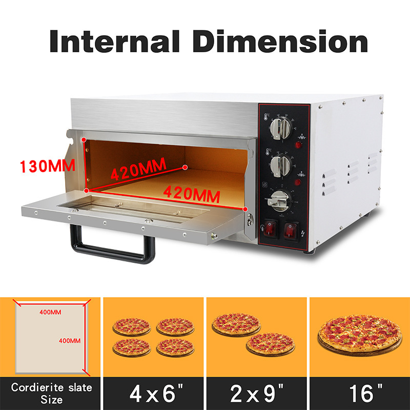 เตาอบพิซซ่าสุดร้อนเชิงพาณิชย์ อุปกรณ์ทําขนมอาหาร บนพื้นสองชั้น เตาอบพิซซ่า 9/12 นิ้ว