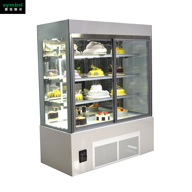 The commercial cake cupboard cooler shows the cooler cupboard, the cold-winded fruit-cooked cupboard, the Mussie colder.