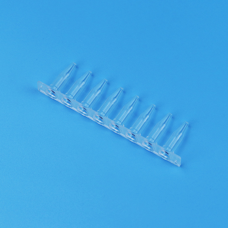 0.2ml PCR 8 Drain + flat cover Transparent Blanket-free enzyme-free polypropylene material manufacture